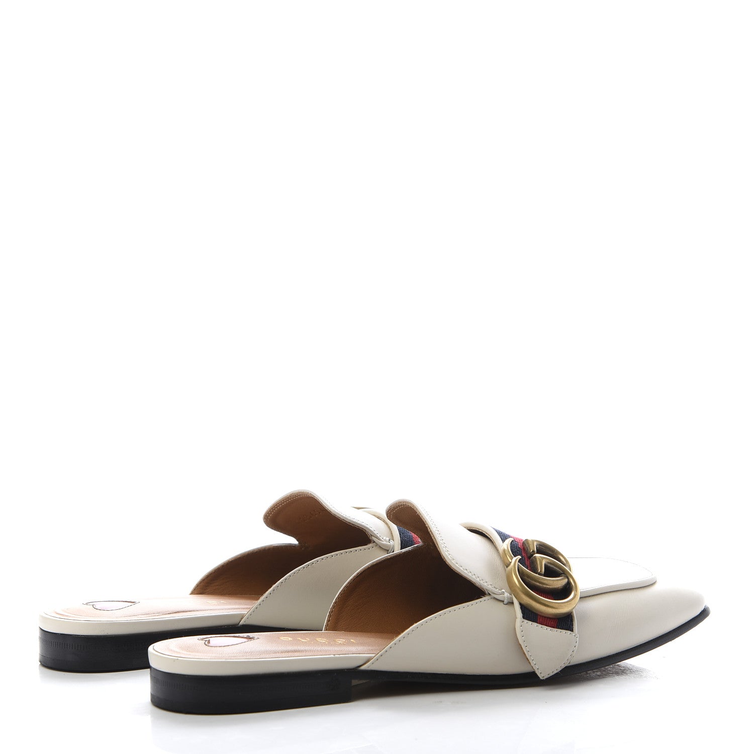 Gucci Calfskin Web Womens Peyton GG Slippers 35 Mystic White 4 of 11