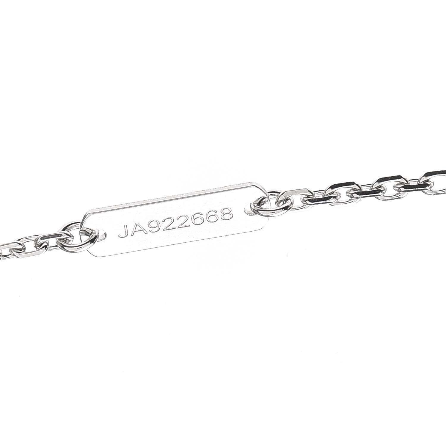 Van Cleef & Arpels 18K White Gold Diamond Guilloche Vintage Alhambra Pendant Necklace 5 of 7