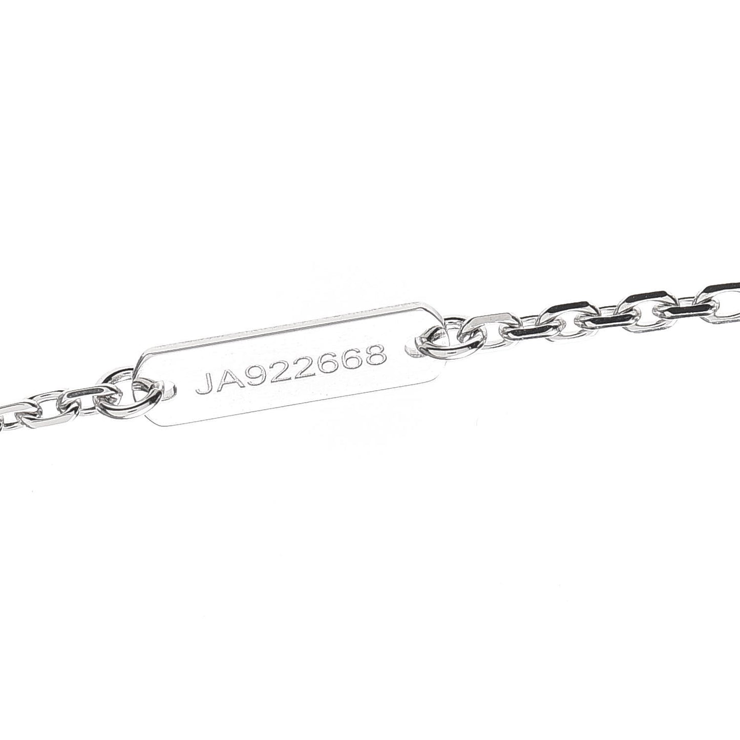 18K White Gold Diamond Guilloche Vintage Alhambra Pendant Necklace