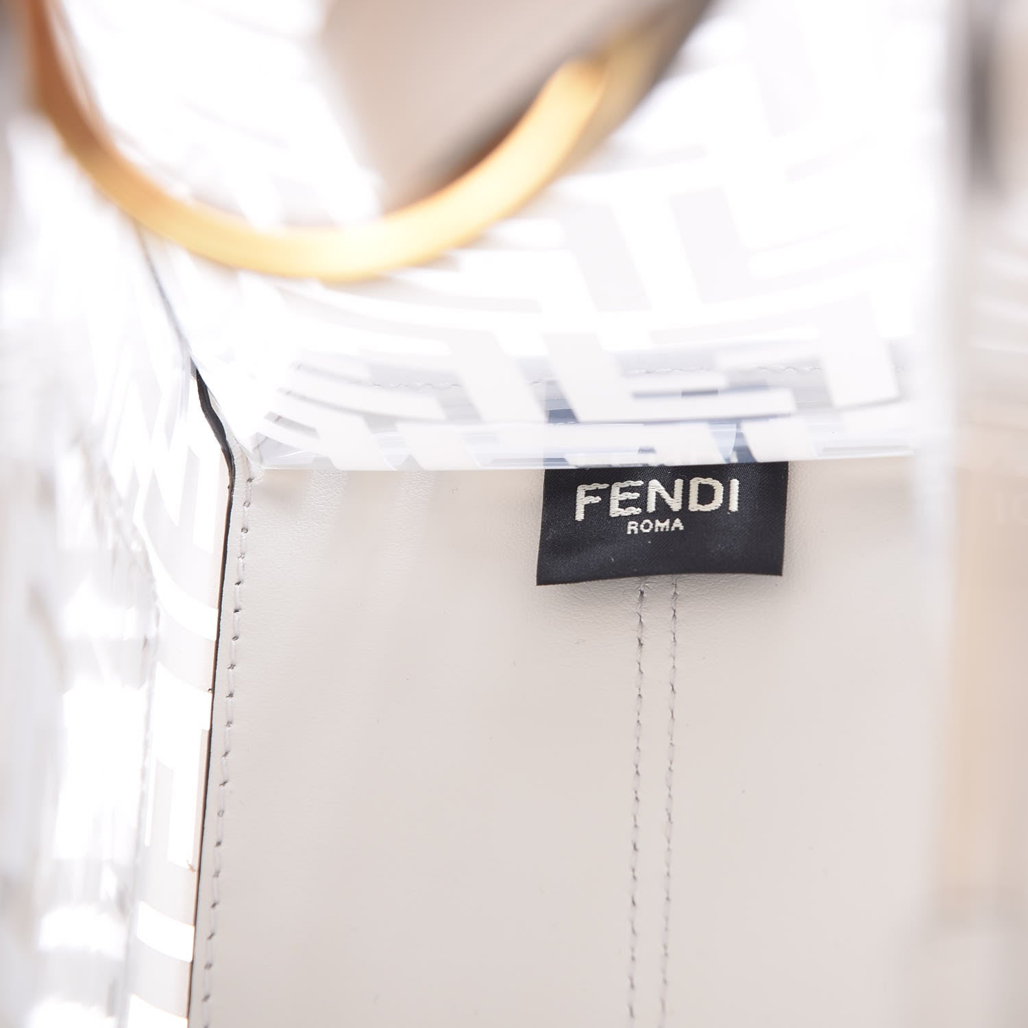 Fendi TPU FF Vitello Century Plexiglass Small Runaway Shopper Tote White 6 of 7