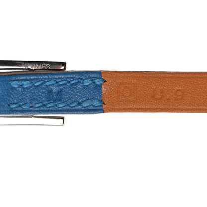 Hermes Swift Epsom Hapi Triple Tour Wrap Bracelet M Bleu Hydra Gold 4 of 8