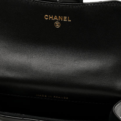 Chanel Lambskin Quilted Top Handle Flap Coin Purse With Chain Black 12 of 13