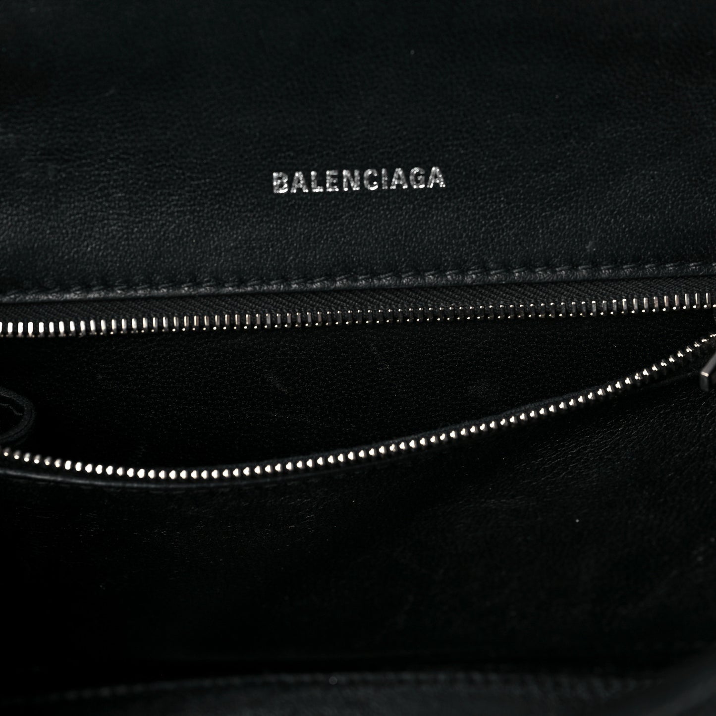 Grained Calfskin Small Hourglass Top Handle Bag Black