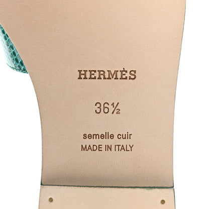 Hermes Lizard Oran Sandals 36.5 Vert Emeraude 6 of 8
