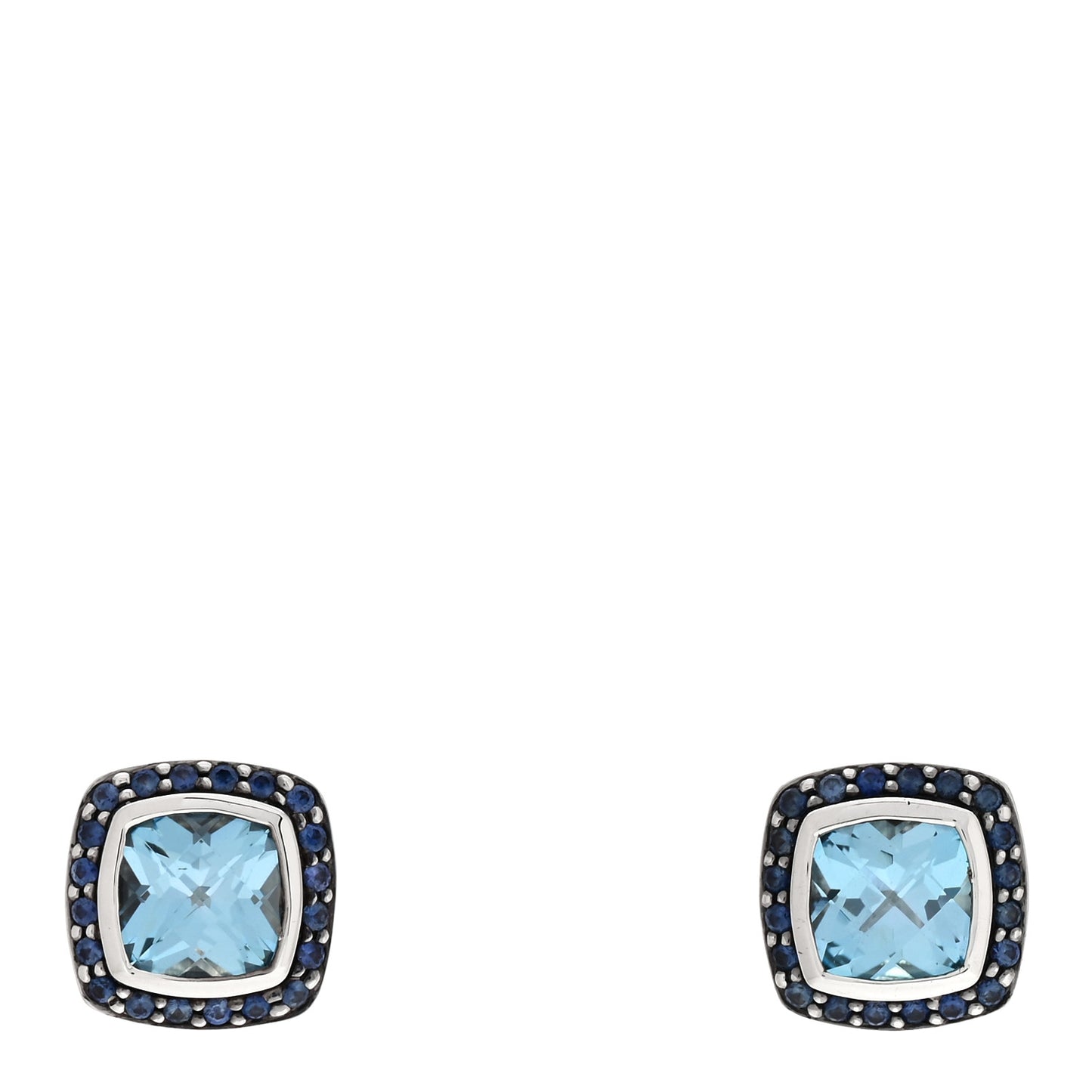 Sterling Silver Blue Topaz Blue Sapphire 7mm Petite Albion Earrings