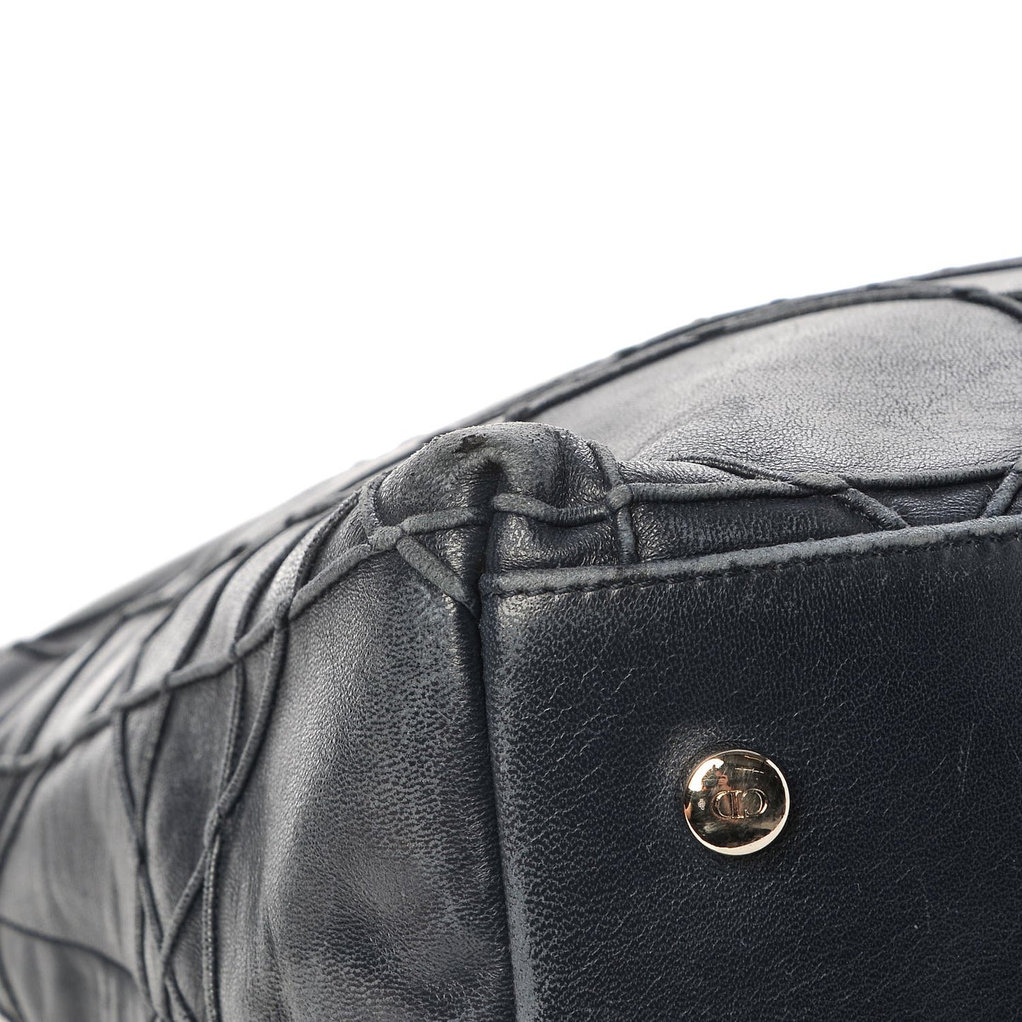 Lambskin Cannage Medium Granville Tote Navy Blue