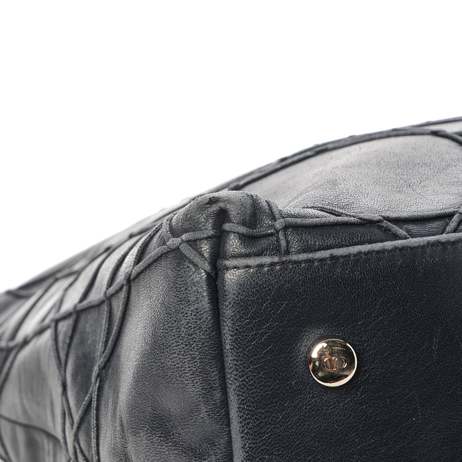 Christian Dior Lambskin Cannage Medium Granville Tote Navy Blue 11 of 13