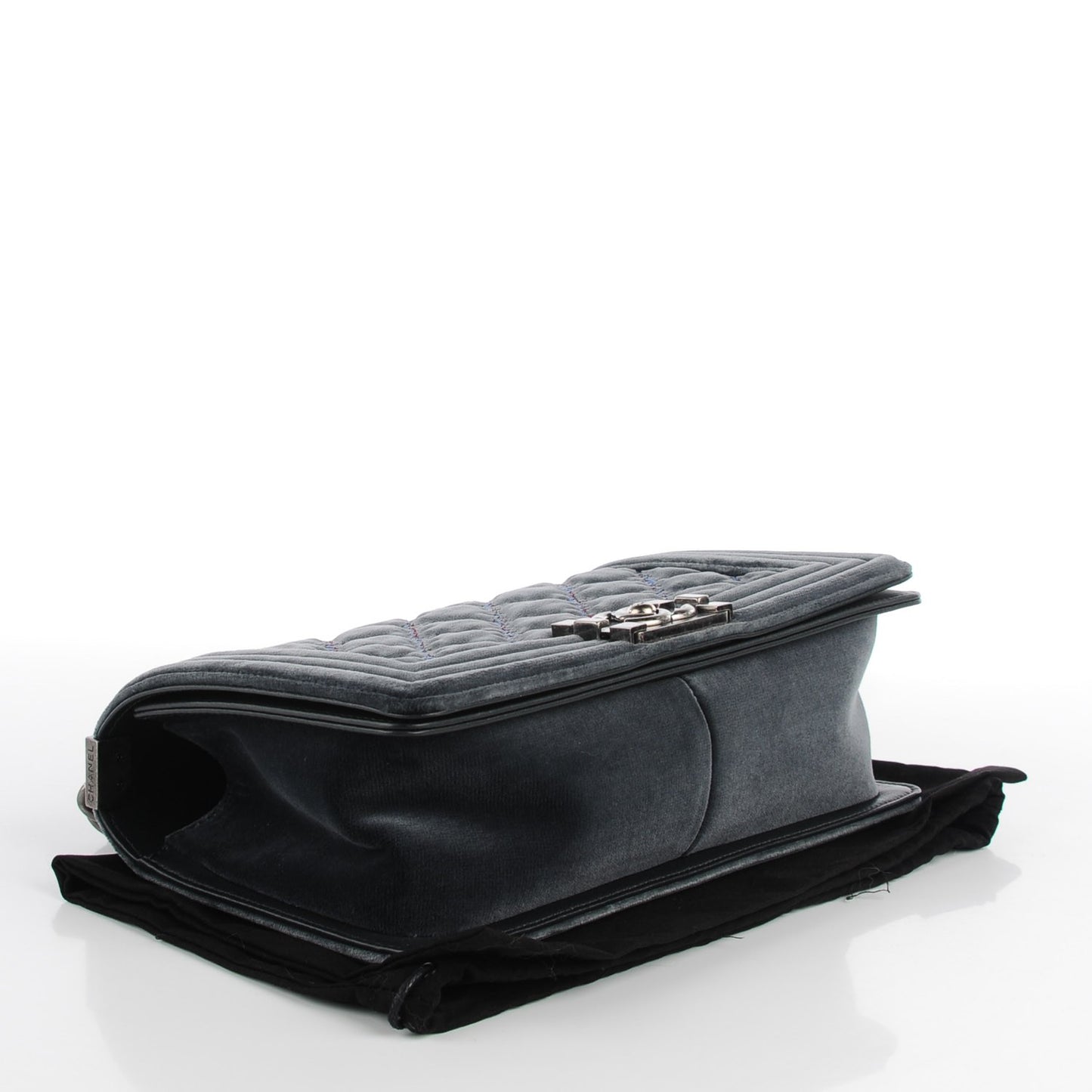 Velvet Tweed Quilted Medium Boy Flap Dark Grey