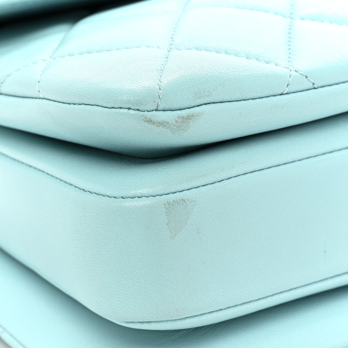 Lambskin Quilted Small Trendy CC Flap Dual Handle Bag Light Blue