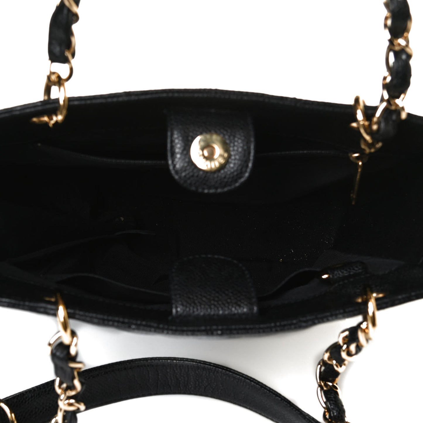 Caviar Quilted Petit Shopping Tote PST Black