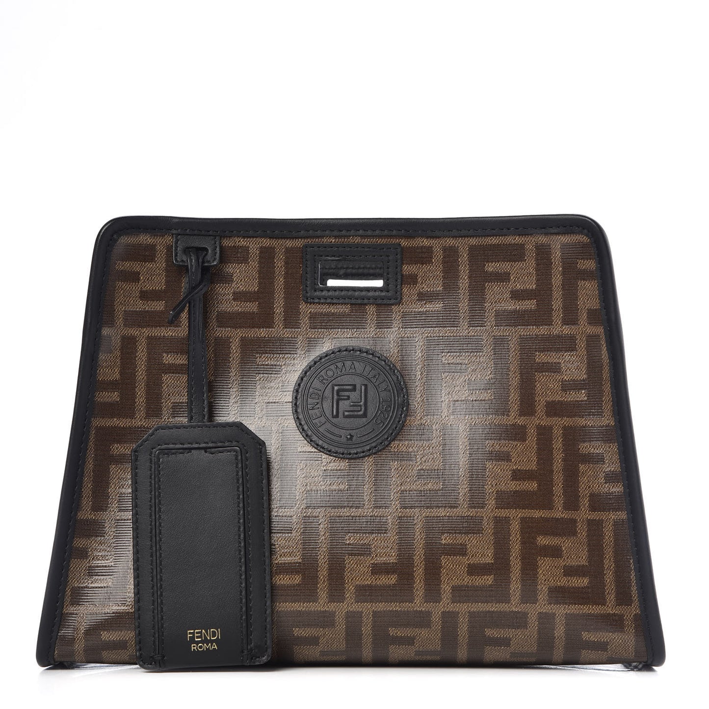 Glazed Fabric Vitello Century FF 1974 Stamp Patch Mini Peekaboo Defender Cover Mogano Panna Black