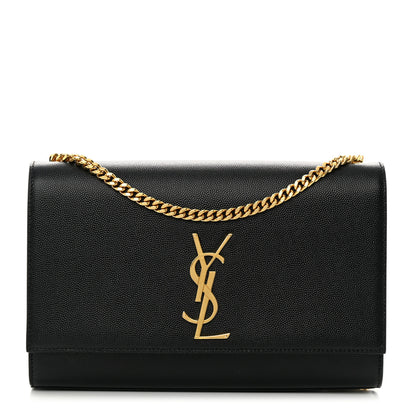 Saint Laurent Grain De Poudre Medium Classic Monogram Kate Satchel Black 1 of 13