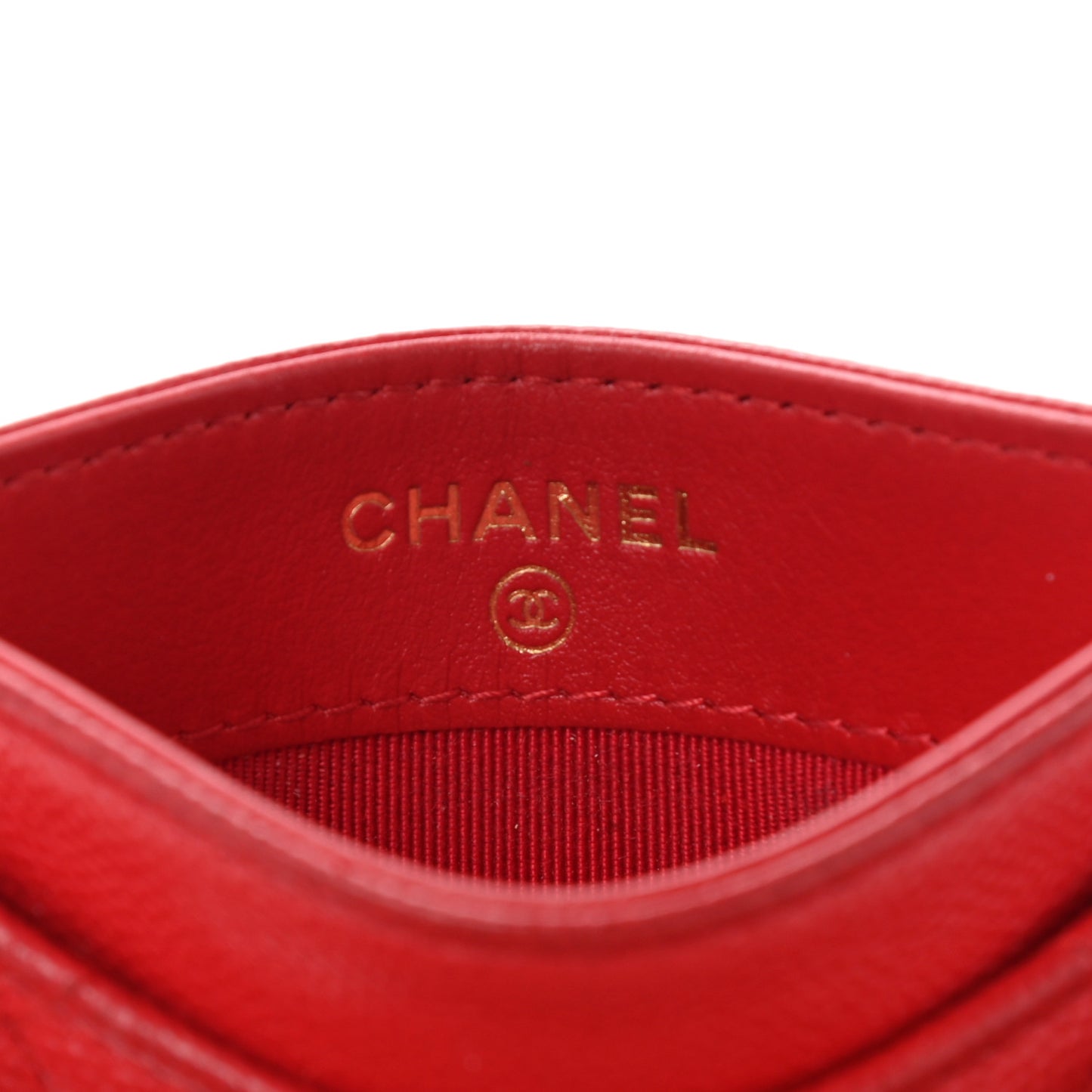 Caviar Quilted Card Holder Red
