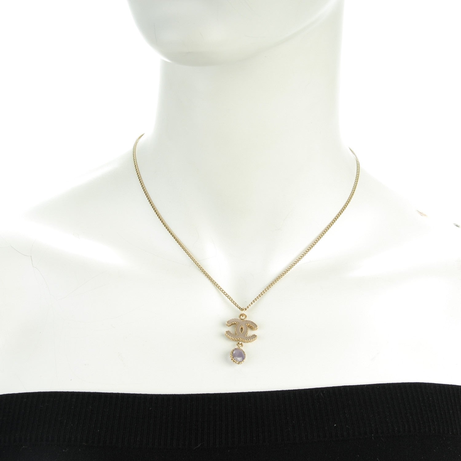 Chanel Enamel CC Drop Necklace Gold 2 of 5