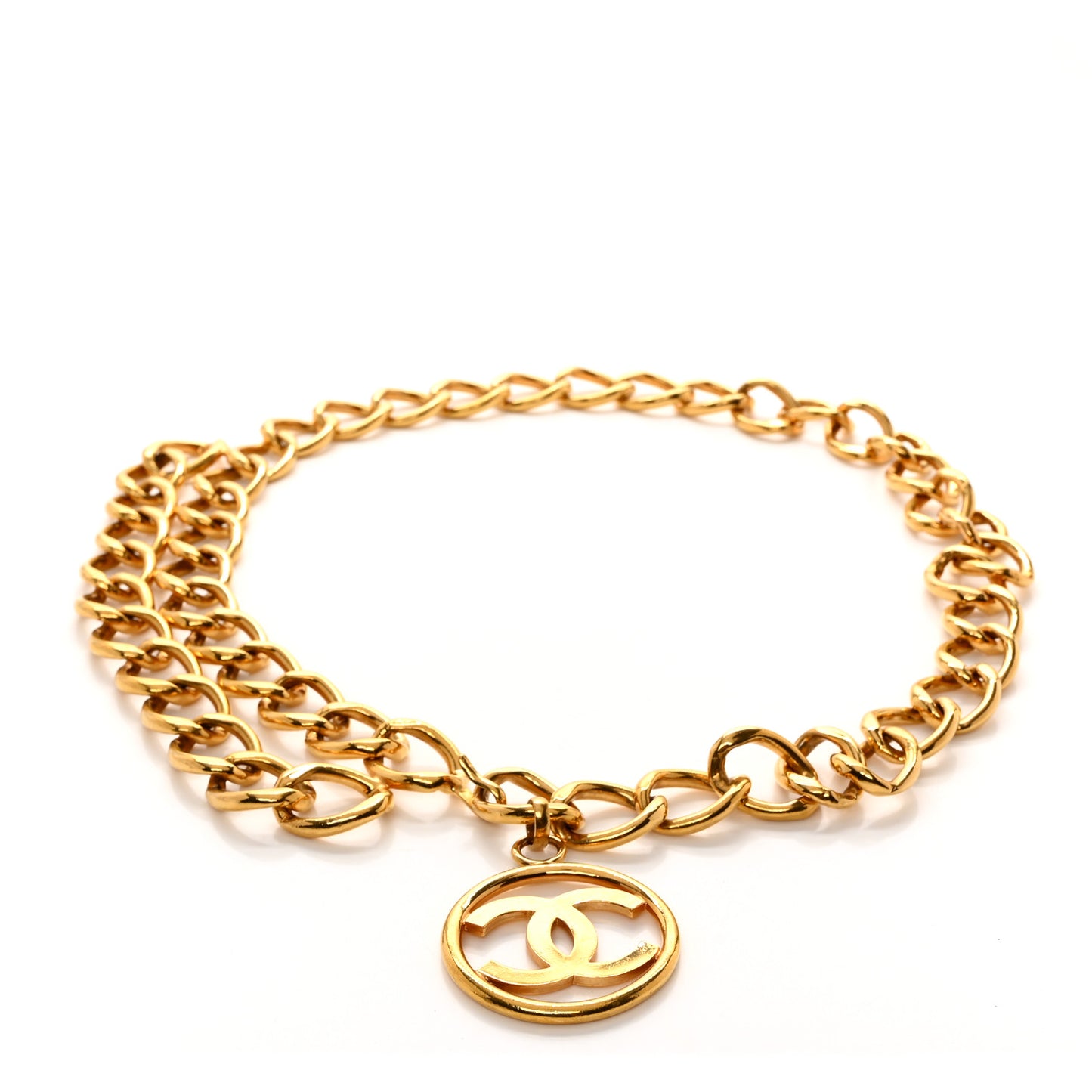 Metal Chain CC Medallion Belt Gold