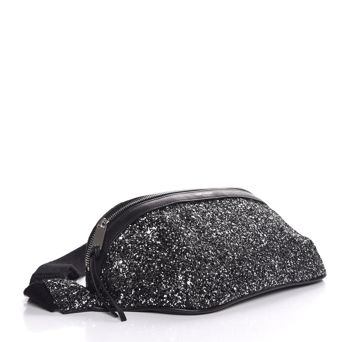 Lambskin Glitter Belt Bag Metallic Black