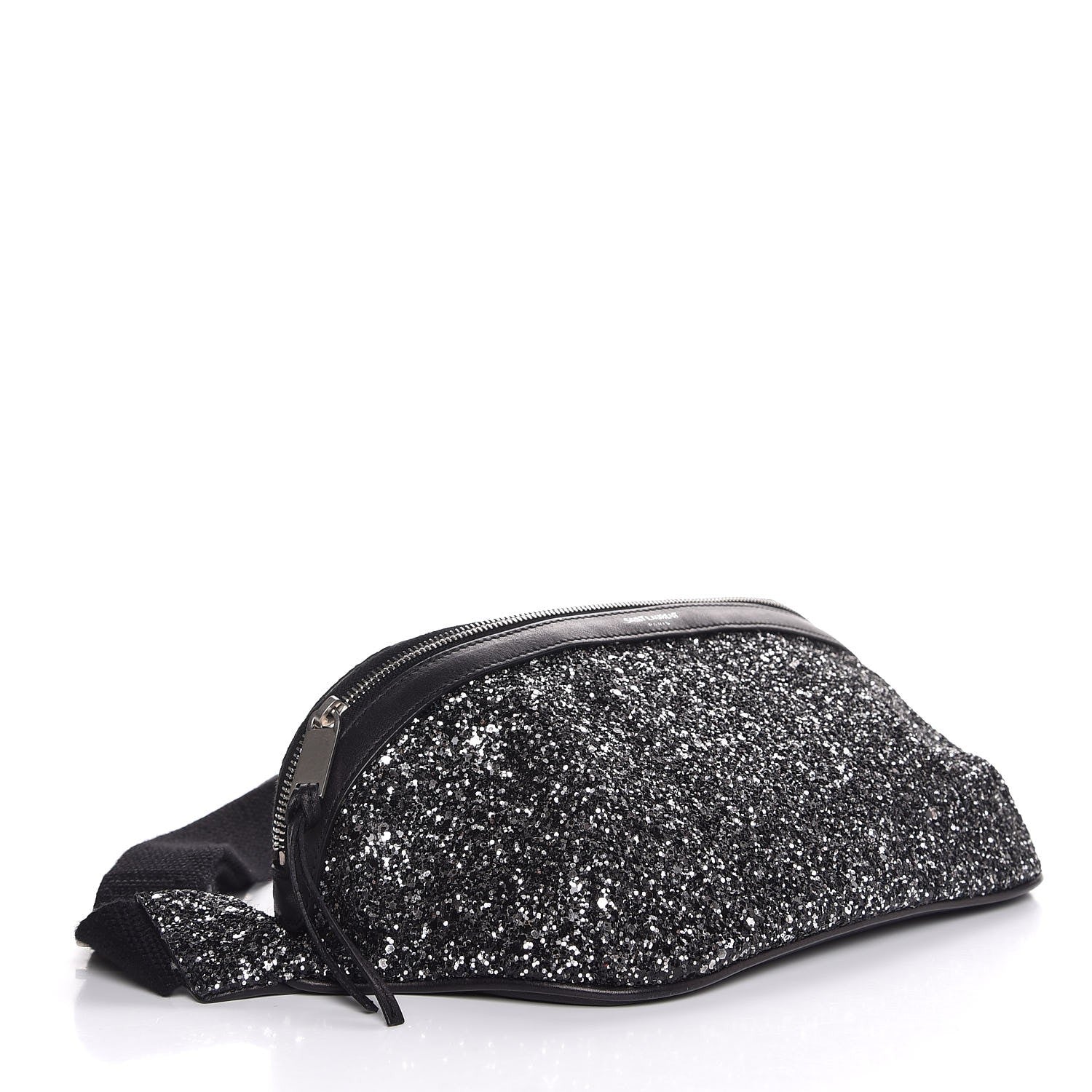Saint Laurent Lambskin Glitter Belt Bag Metallic Black 4 of 8