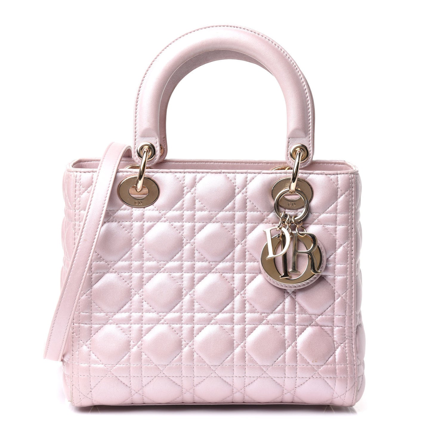Pearly Lambskin Cannage Medium Lady Dior Lotus