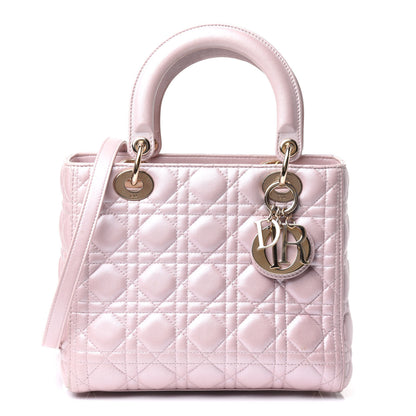Christian Dior Pearly Lambskin Cannage Medium Lady Dior Lotus 1 of 22