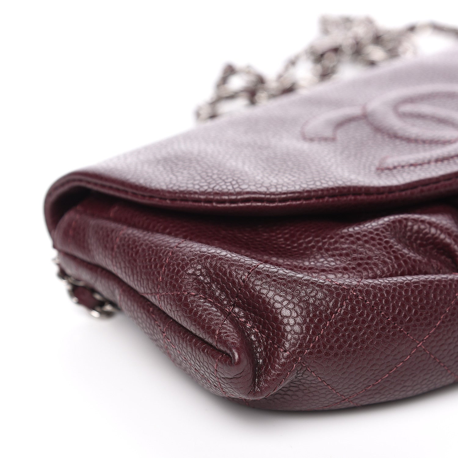 Chanel Caviar Half Moon Wallet On Chain WOC Bordeaux 8 of 11