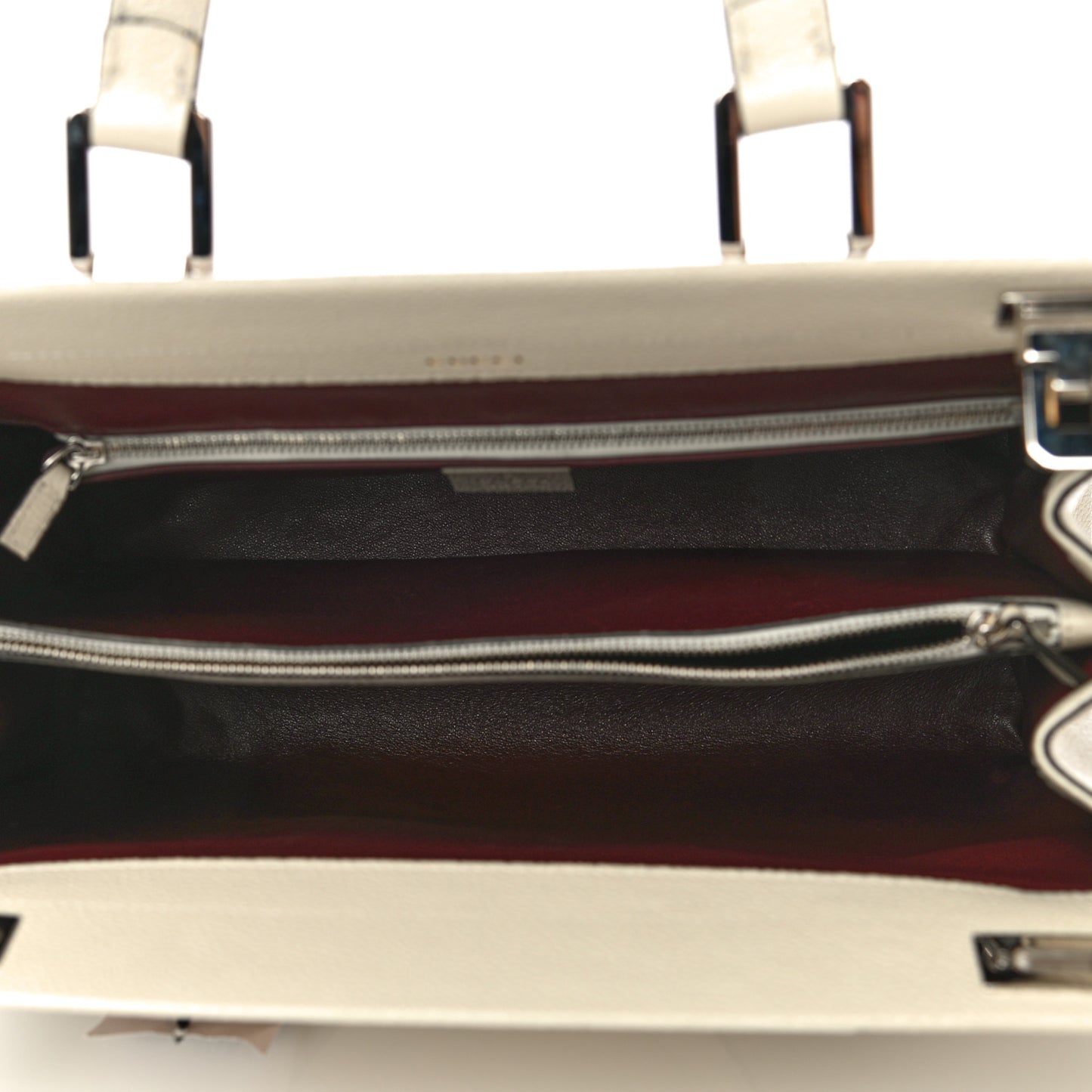 Grainy Calfskin Medium Zumi Top Handle Bag Mystic White