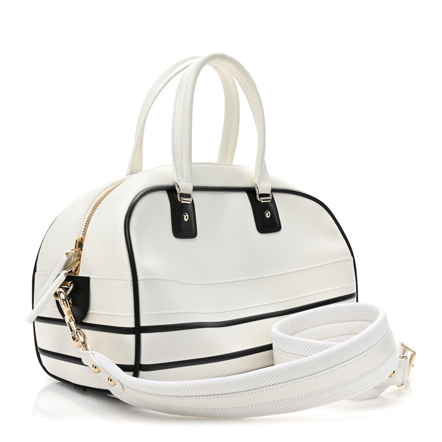 Calfskin Dior Vibe Zip Bowling Bag White