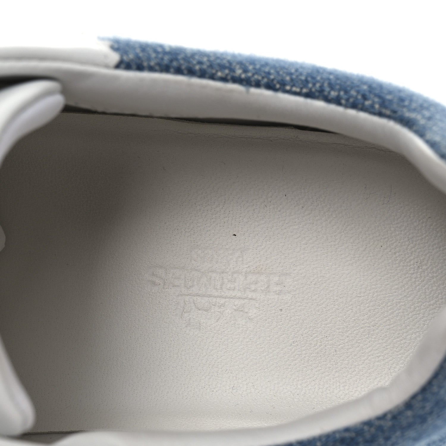 Hermes Denim Suede Goatskin Bouncing Sneakers 37 Bleu Clair White 9 of 13