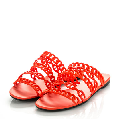 Hermes Rubber Chaine d'Ancre Nude Sandals 39 Pavot 3 of 7