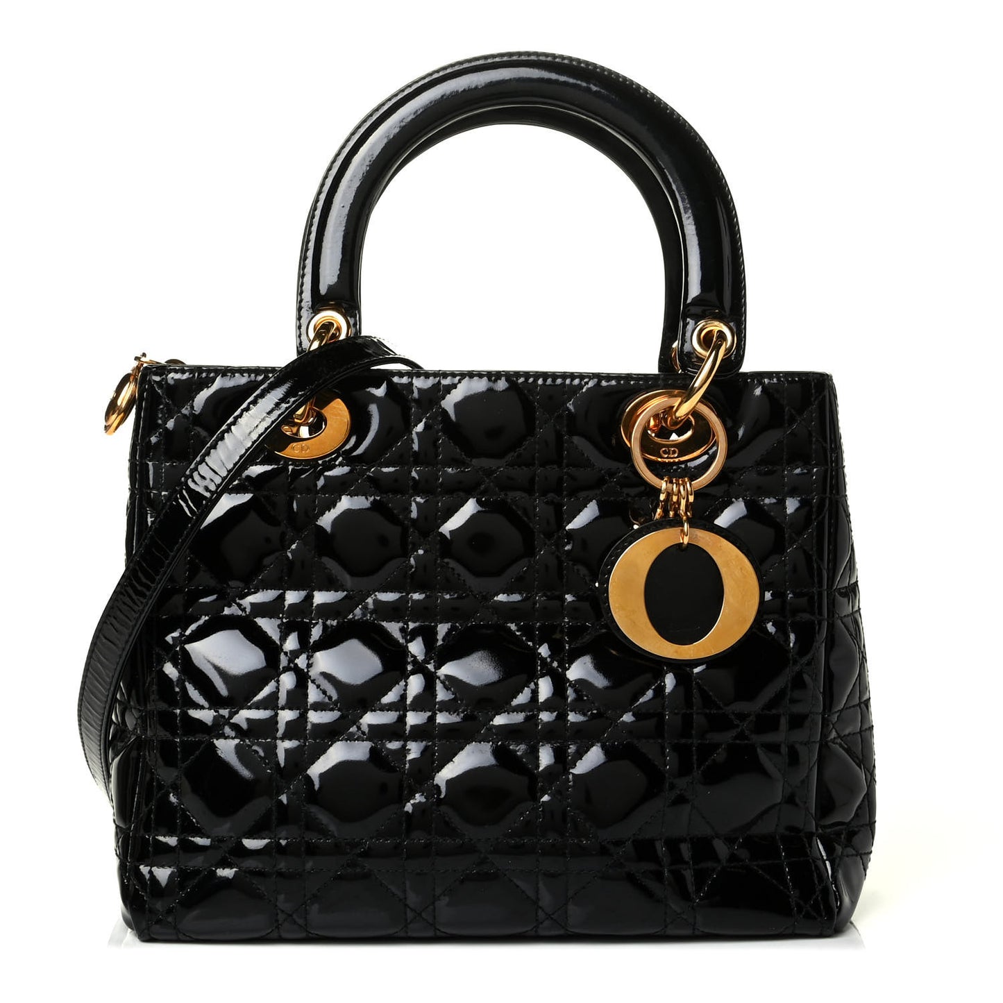 Patent Cannage Medium Lady Dior Black