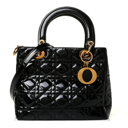 Christian Dior Patent Cannage Medium Lady Dior Black 1 of 8