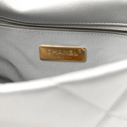 Chanel Metallic Goatskin Quilted Medium Chanel 19 Flap Silver 5 of 10