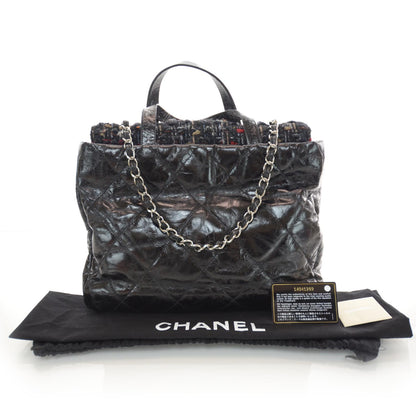 Chanel Glazed Calfskin Tweed Portobello Tote Black 3 of 11
