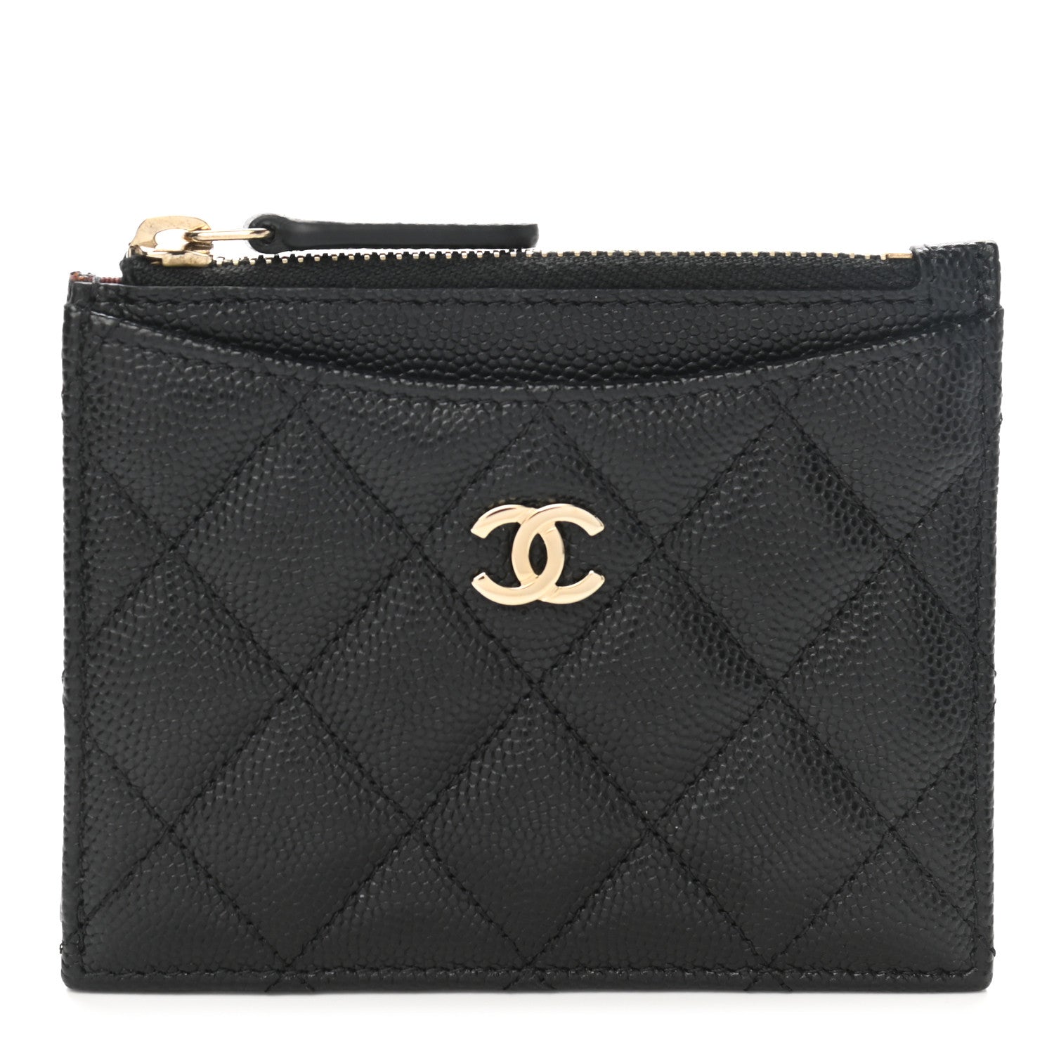 Chanel Caviar Quilted CC Zip Card Holder Black 1 of 8