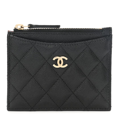Chanel Caviar Quilted CC Zip Card Holder Black 1 of 8