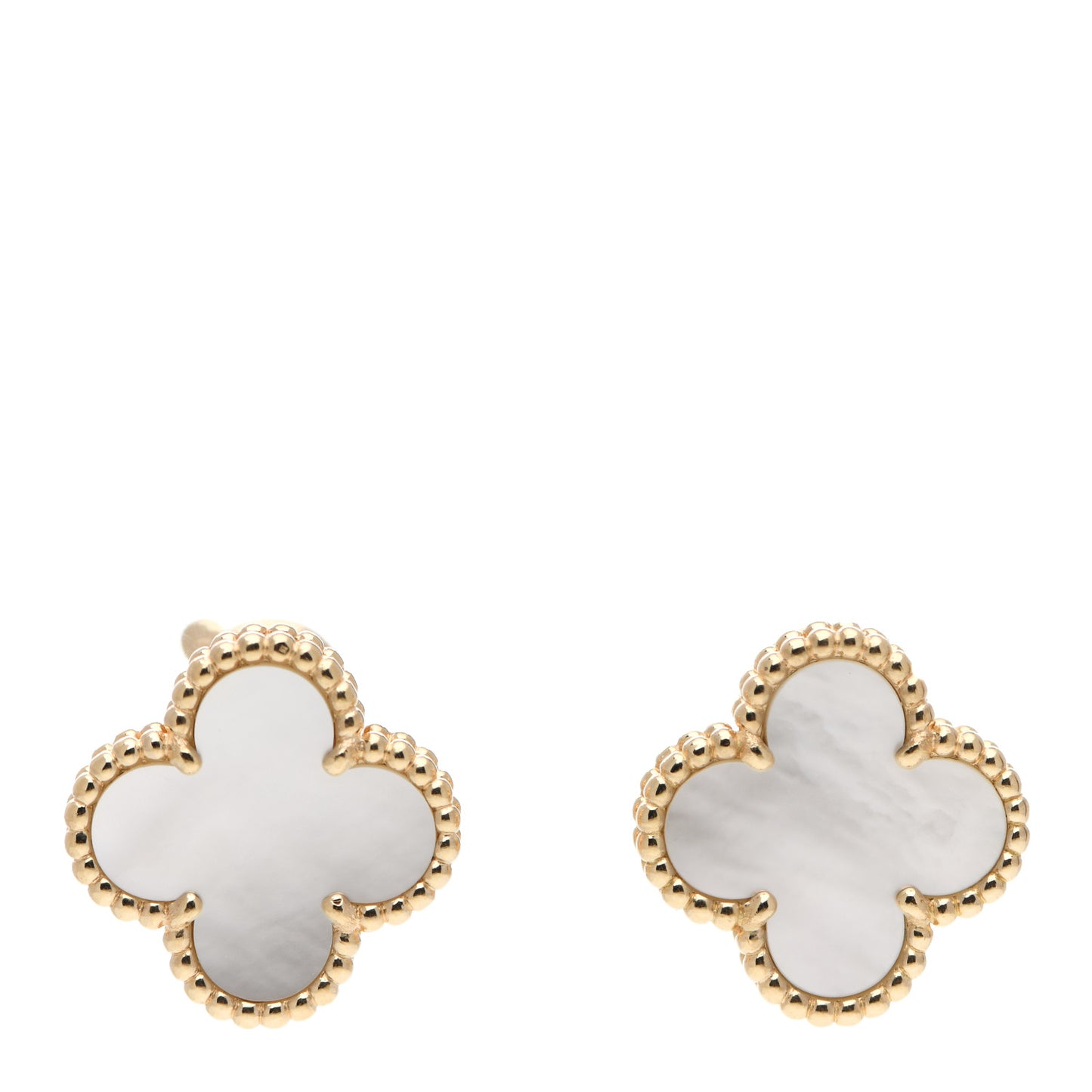 18K Yellow Gold Mother of Pearl Vintage Alhambra Earrings