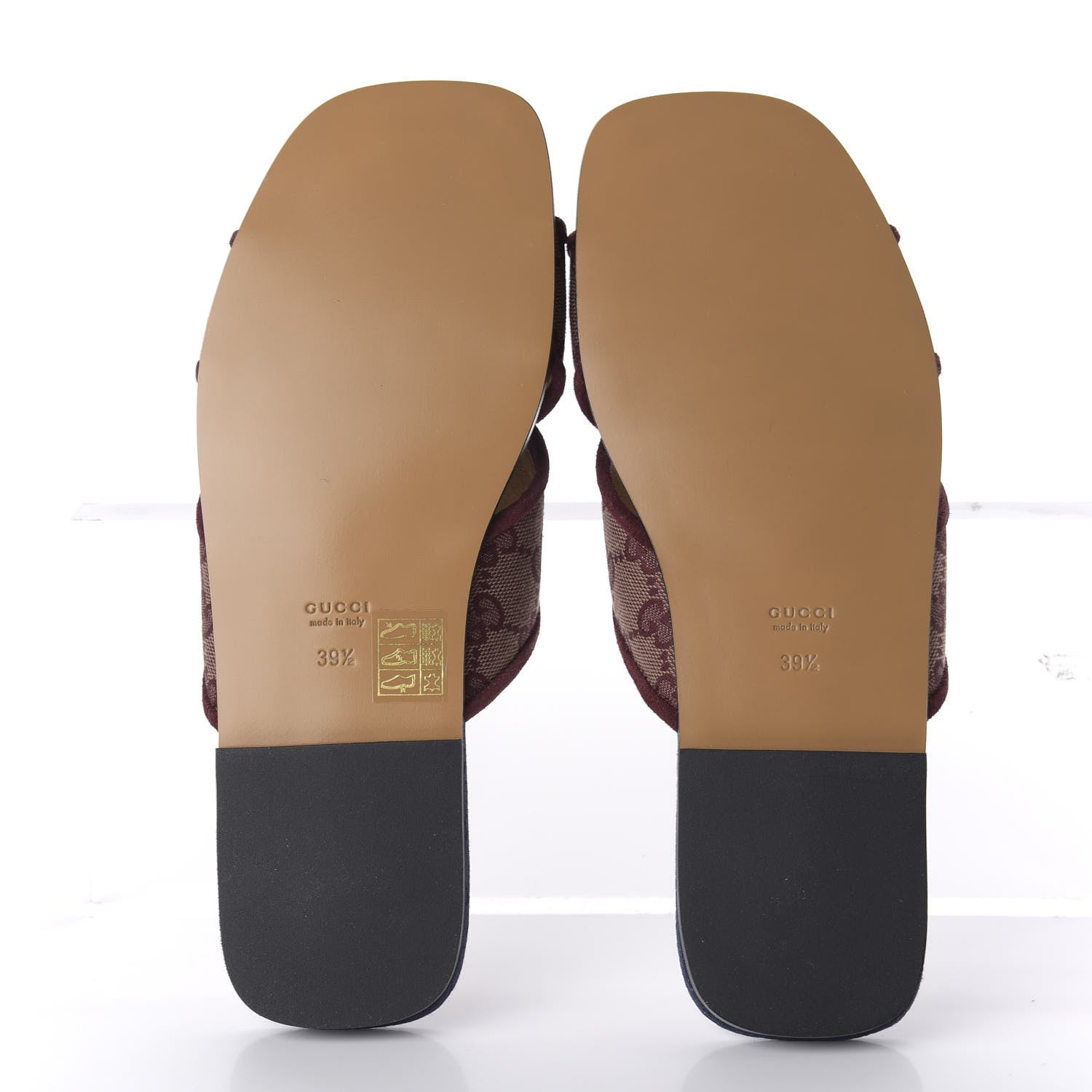 Gucci Canvas GG Monogram Womens Criss Cross Slide Sandals 39.5 Sahara Rubino Chardonnay 5 of 9