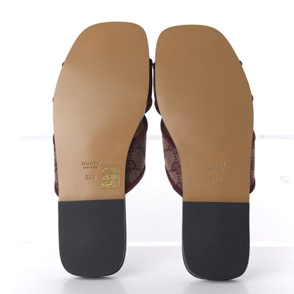 Gucci Canvas GG Monogram Womens Criss Cross Slide Sandals 39.5 Sahara Rubino Chardonnay 5 of 9
