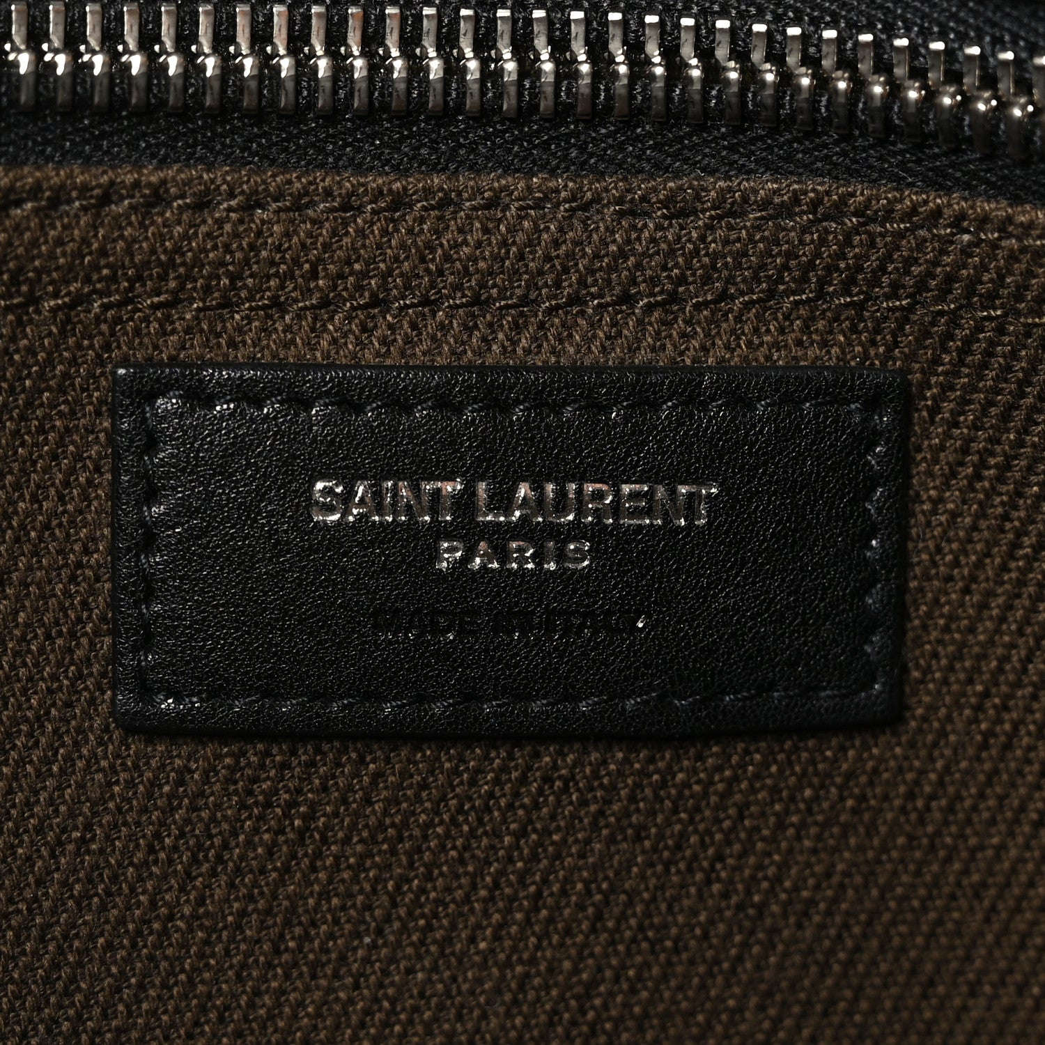Saint Laurent Linen Calfskin Rive Gauche North South Tote Khaki 6 of 9
