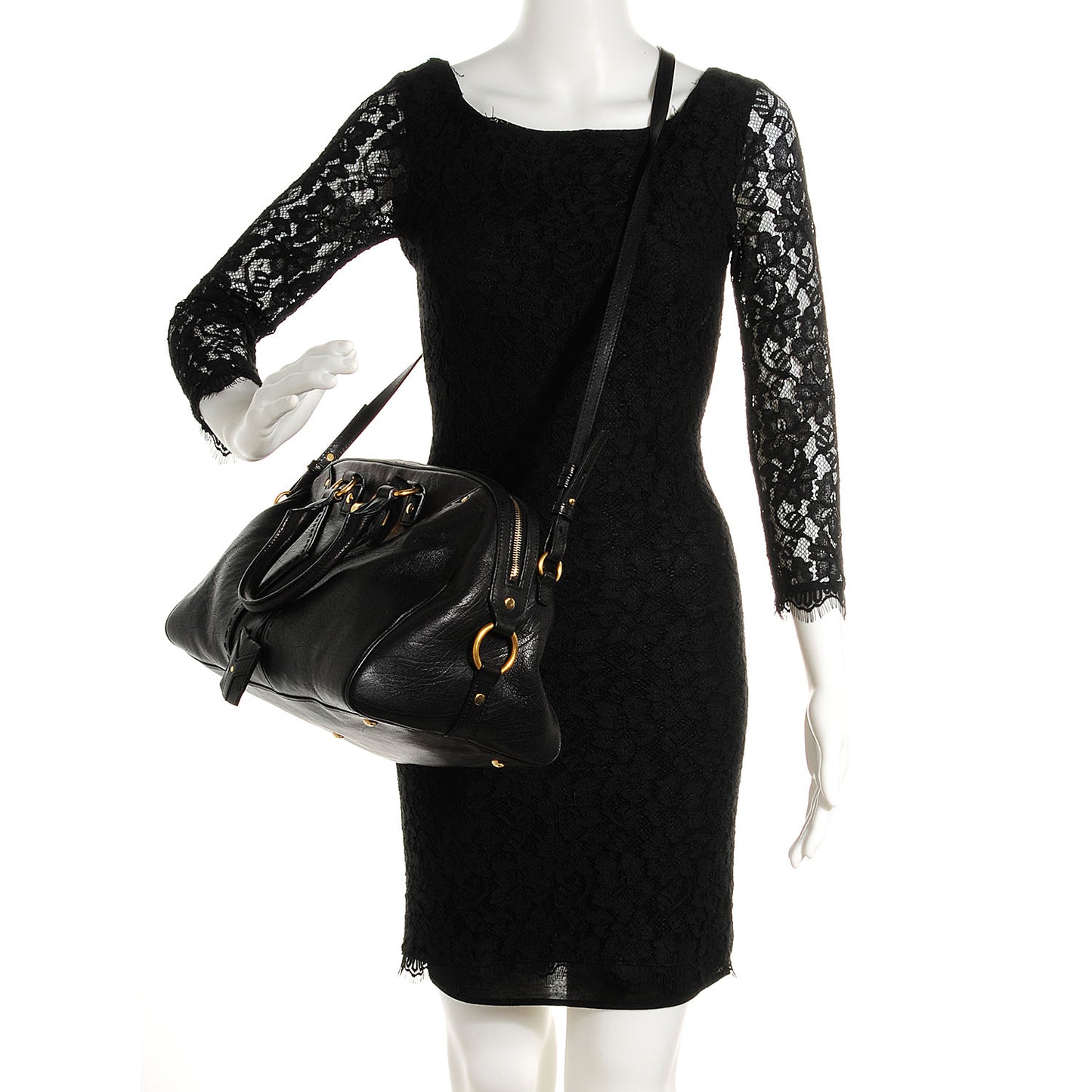 Leather Large Muse Bowler Black