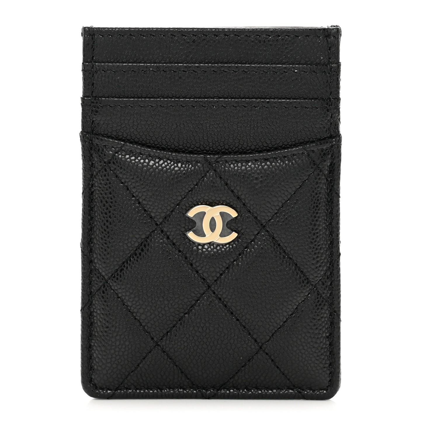 Caviar Quilted Card Holder Black