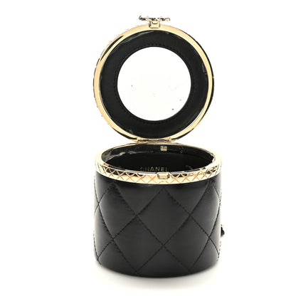 Chanel Metal Lambskin Quilted Mini Lock Frame Vanity Clutch Black 5 of 11