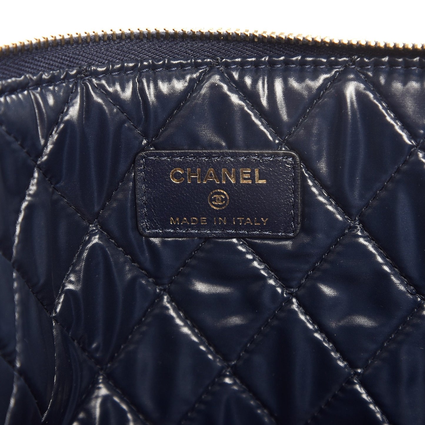 Velvet Quilted Large Cosmetic Case Navy