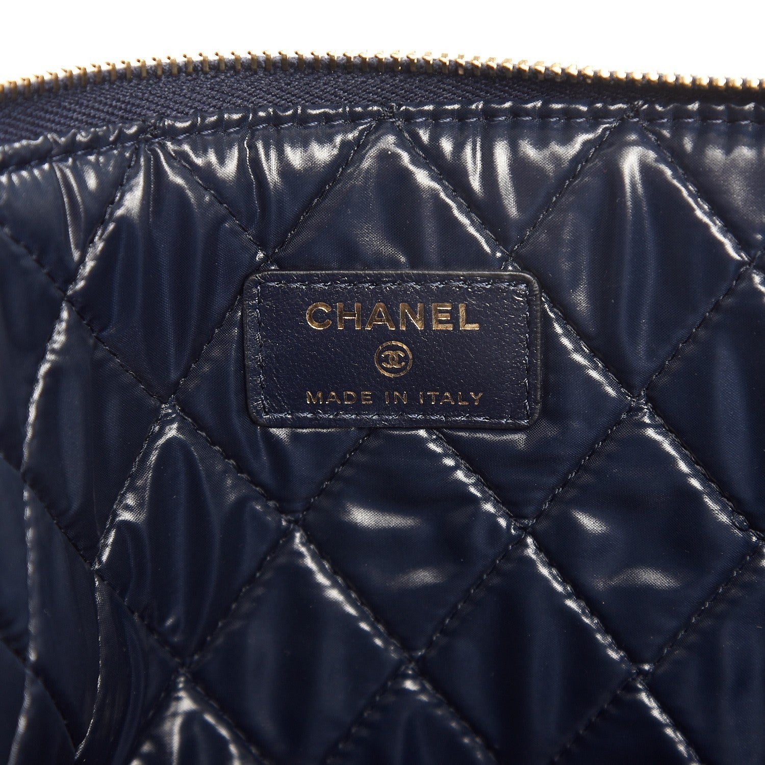 Chanel Velvet Quilted Large Cosmetic Case Navy 7 of 8