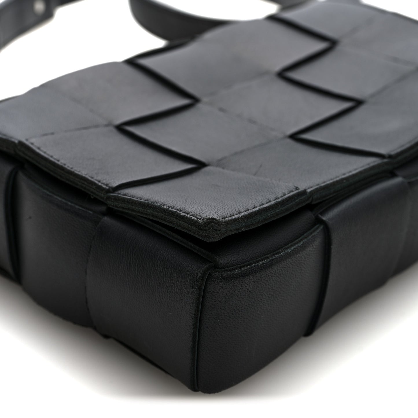 Lambskin Maxi Intrecciato Cassette Crossbody Bag Black