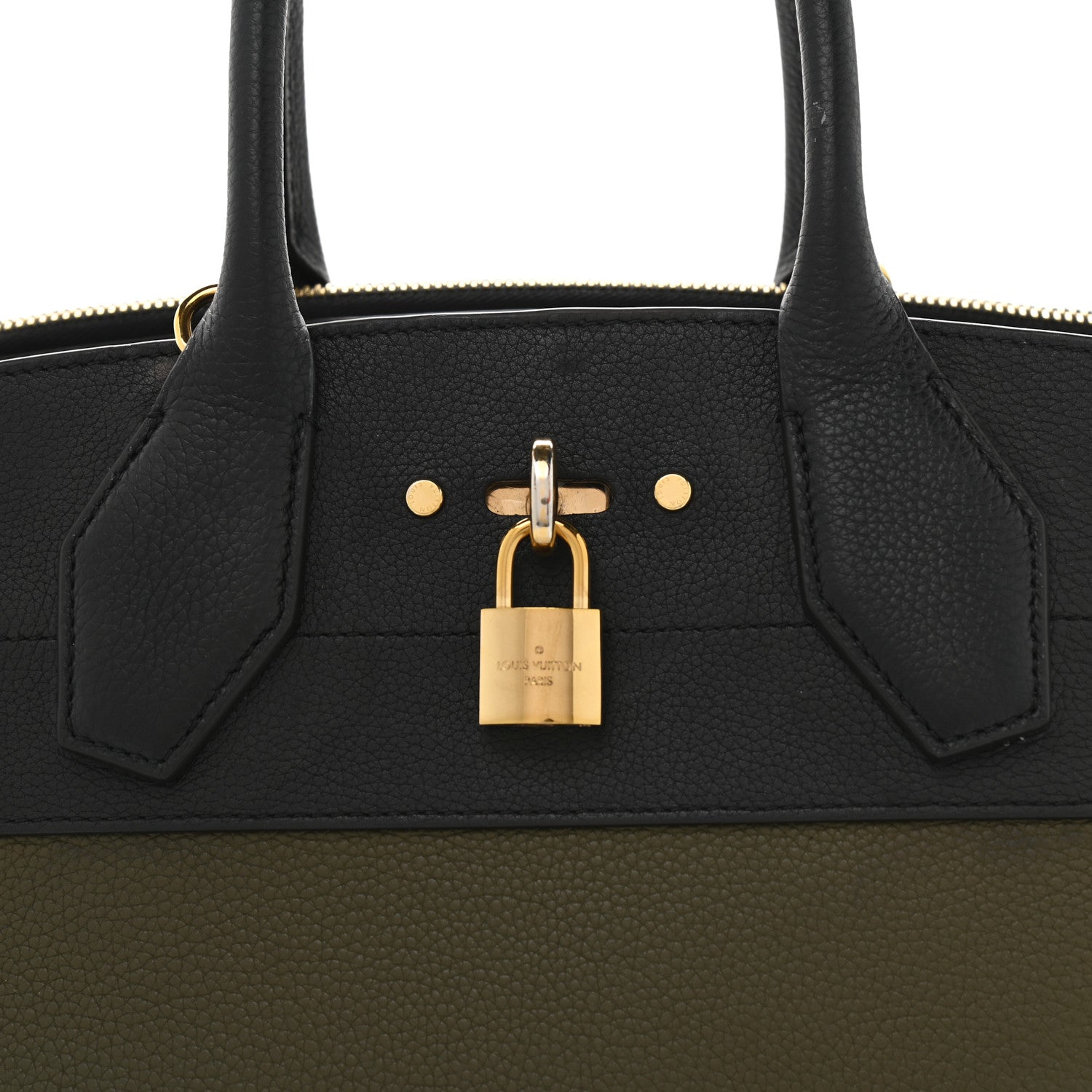 Louis Vuitton Taurillon City Steamer MM Kaki Black 9 of 15