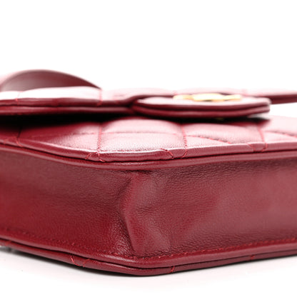 Chanel Lambskin Quilted Top Handle Flap Coin Purse With Chain Burgundy 10 of 11