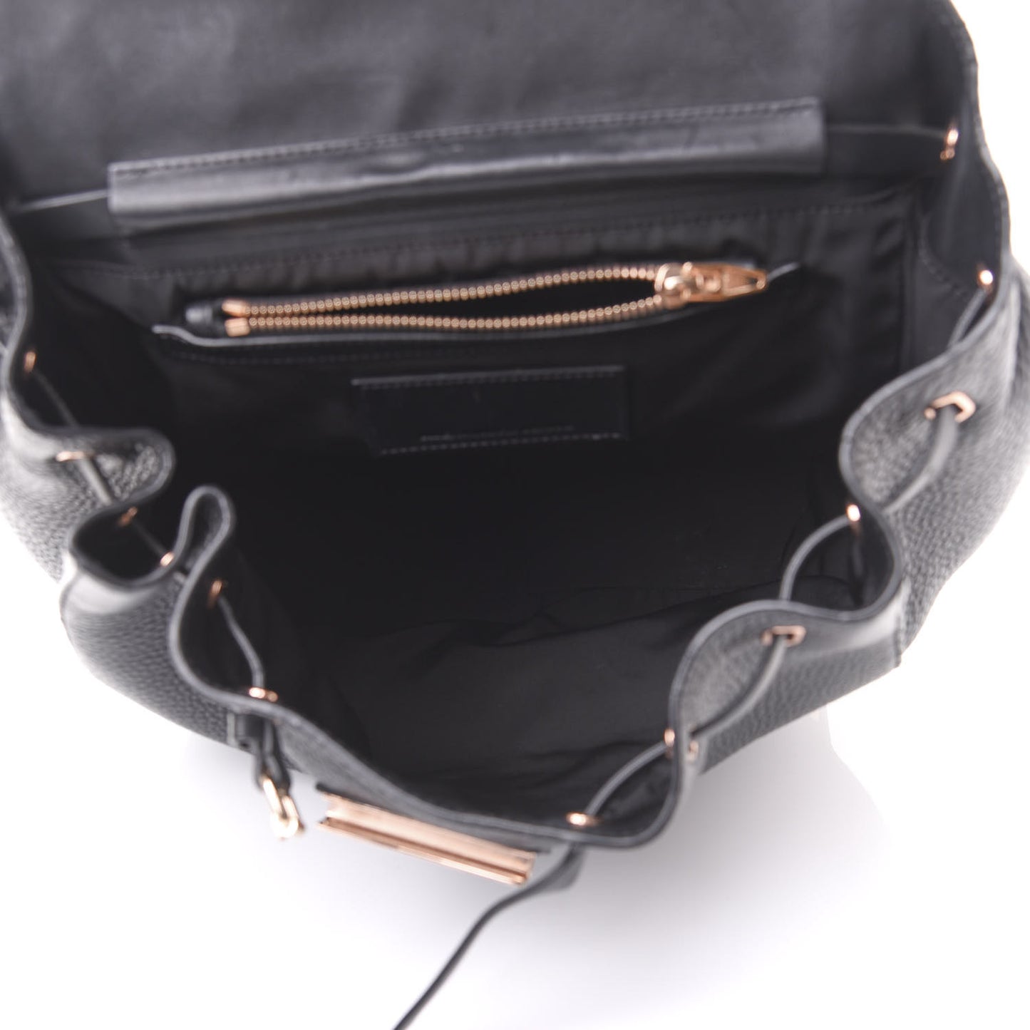 Pebbled Calfskin Prisma Skeletal Backpack Black Rose Gold Hardware