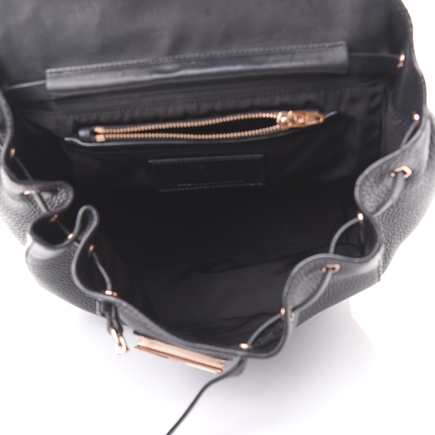 Alexander Wang Pebbled Calfskin Prisma Skeletal Backpack Black Rose Gold Hardware 4 of 11