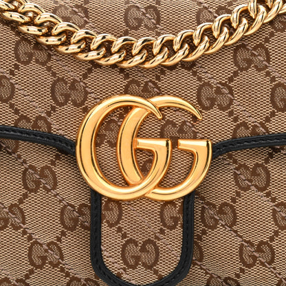 Gucci Monogram Matelasse Diagonal Mini GG Marmont Shoulder Bag Beige Black 8 of 11