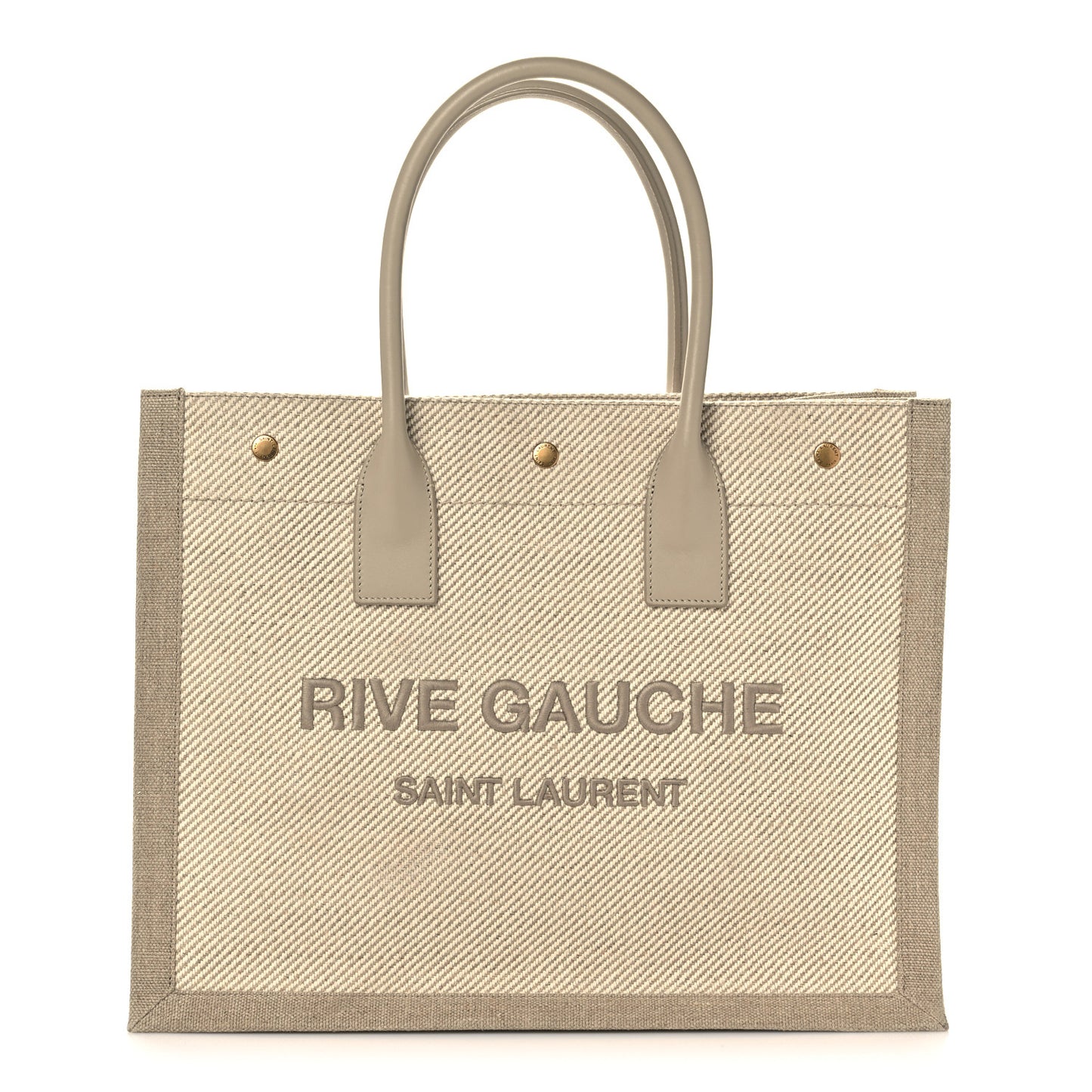 Linen Calfskin Small Rive Gauche Tote Beige Sea Salt